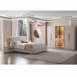Juego de dormitorio de lujo Casa Padrino blanco / gris – 1 cama doble y 2 mesitas de noche - Imagen 6