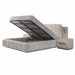 Juego de dormitorio de lujo Casa Padrino blanco / gris – 1 cama doble y 2 mesitas de noche - Imagen 2