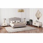 Casa Padrino cama doble de lujo Art Deco gris / dorado – Muebles de dormitorio y hotel - Imagen 2