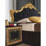 Cama doble barroca de lujo Casa Padrino con pedrería negra / dorada-Muebles de dormitorio de estilo barroco - Imagen 3