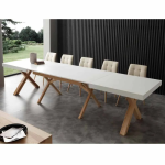 Mesa de comedor extensible blanca de madera maciza Rico