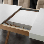 Mesa de comedor extensible blanca de madera maciza Rico - Imagen 2