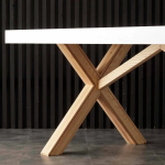 Mesa de comedor extensible blanca de madera maciza Rico - Imagen 3