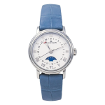 Montre BLANCPAIN «Villeret» en acier, saphir et cuir