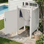 Cabina de Ducha Exterior de PVC Blanco - Imagen 2