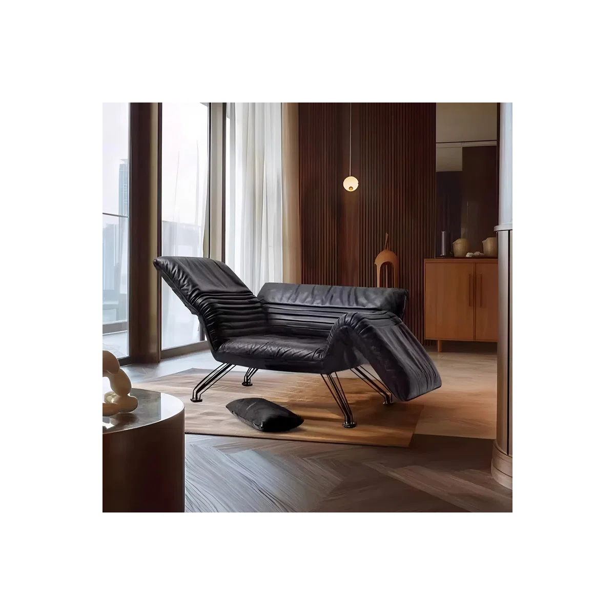 Sillon-reclinable-de-piel-enceradaf Sillón Lounge Reclinable de Cuero Genuino - Imagen 1