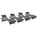 Set de 4 tumbonas de jardín reclinables y plegables